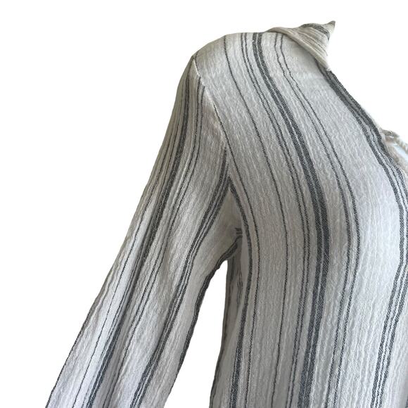 Billabong Women Hoodie Top M Blue White Washed Out Striped Beachy Coastal Hippie - Picture 5 of 10